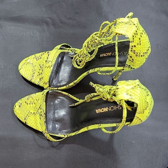 FASHION NOVA SNAKE PRINT LACE UP HIGH HEELS SANDAL - Picture 7 of 16